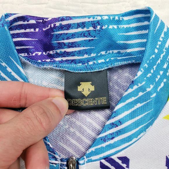 Vintage Descente 1/4 1/2 Zip Cycling Jersey Mens XL All Over Print USA Made - Picture 5 of 8